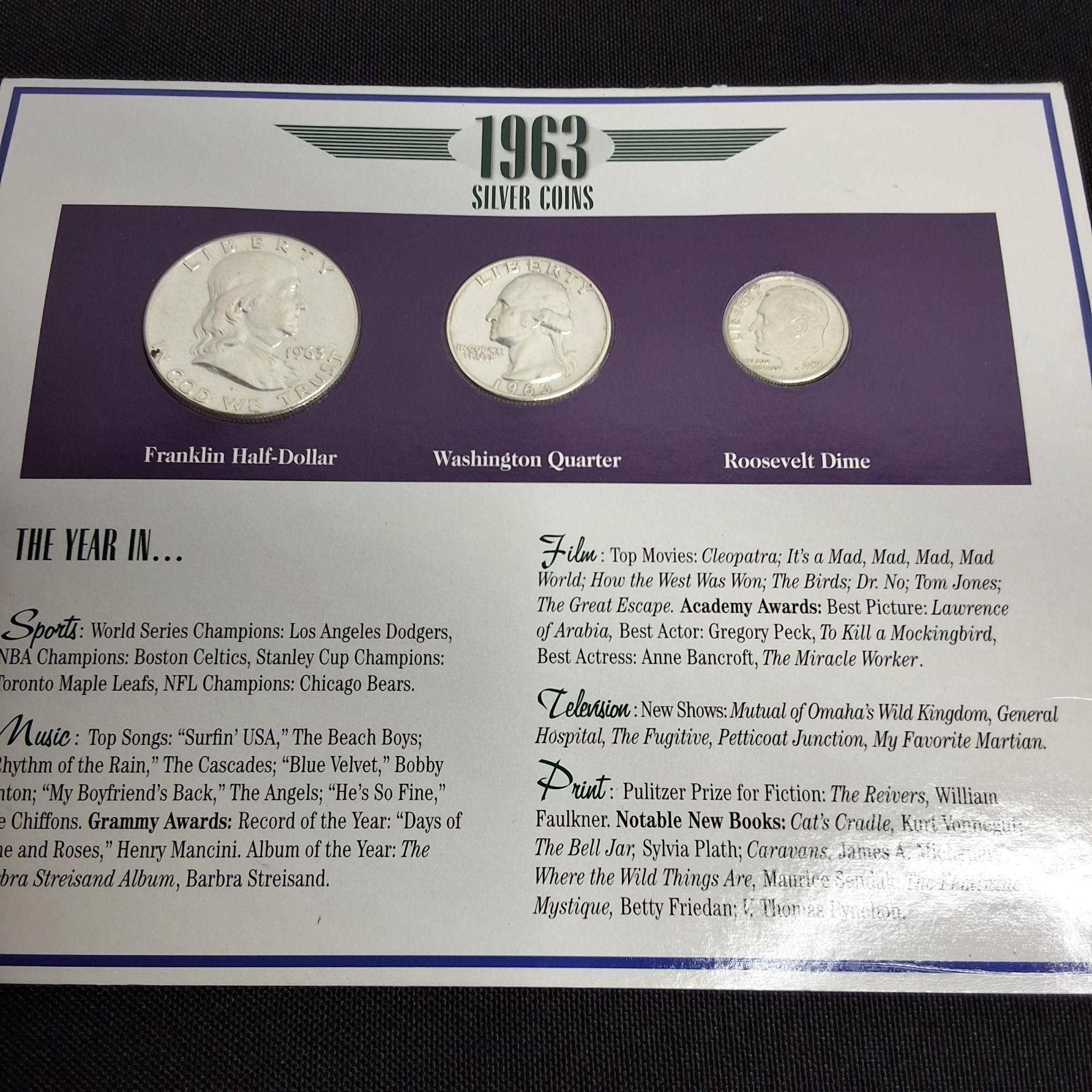 1963 SILVER 3 COIN SET