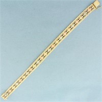 Tri-Color Diamond Argyle Pattern Bracelet in 14k Y