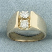 Two Stone Diamond Ring in 14k Yellow Gold