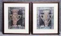 Pair of Large Framed Urn Prints