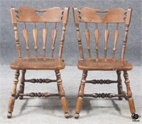 2 Rockingham Spindle Back Wood Chairs