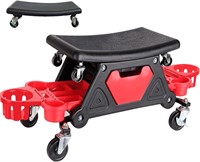 Heavy-Duty Rolling Mechanic Stool with Tool Trays