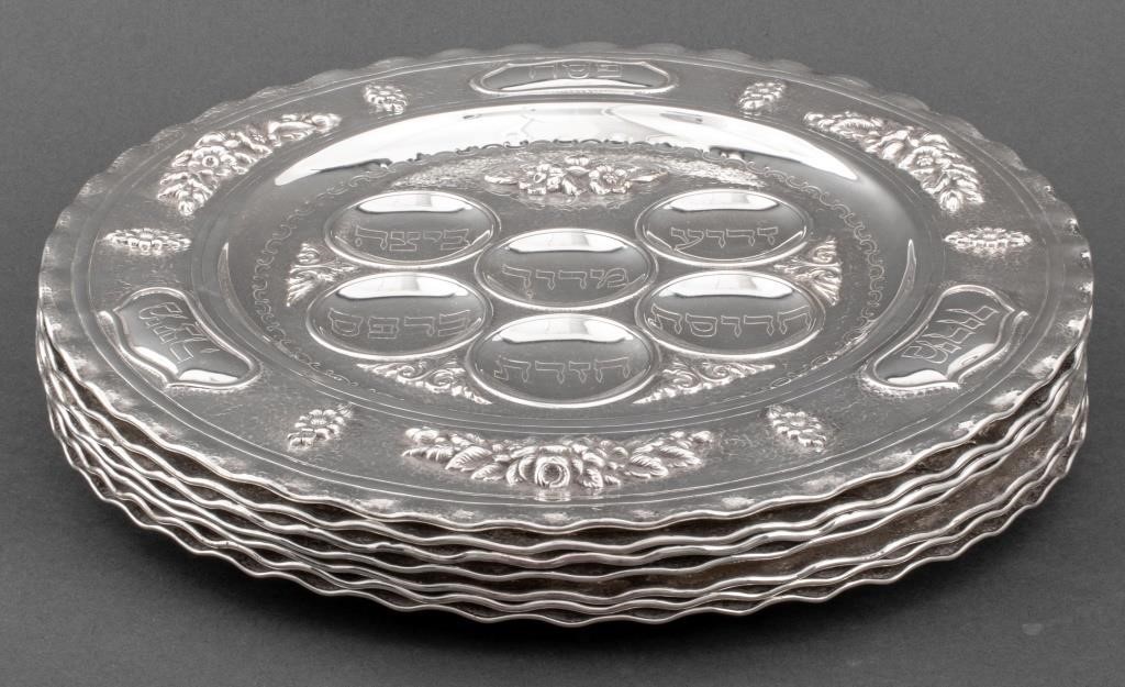 Portuguese Silver Plate Passover Seder Plates, 7