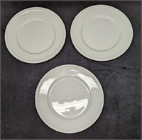 3 Fitz & Floyd Everyday White Beaded Dinner Plates