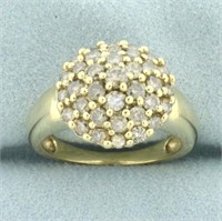 Champagne Diamond Cluster Ring in 10k Yellow Gold