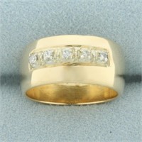 Wide Diamond Cigar Band Ring in 14k Yellow Gold