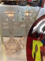 Two piece crucifix candleholders