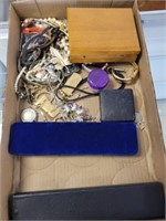 TRAY OF ASSORTED COSTUME, WATCHES, MISC