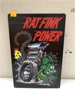 Rat Fink Power Metal Sign Approx 12x8