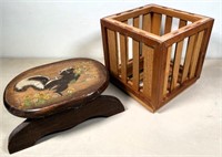 squirrel stool & wooded crate