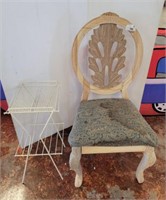 BADGE BACK CHAIR, WROUGHT IRON TELEPHONE TABLE