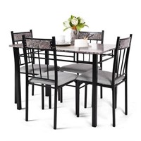 Costway 5 Piece Faux Marble Dining Set Table and 4
