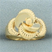 Italian Twisting Scalloped Design Ring in 18k Yell