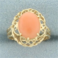 Pink Coral Wirework Design Pinky Ring in 14k Yello