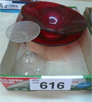 Red Glass Bowls Lot
