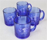 Blue Glass "Roaring Fork Club" Mugs / 4 pc