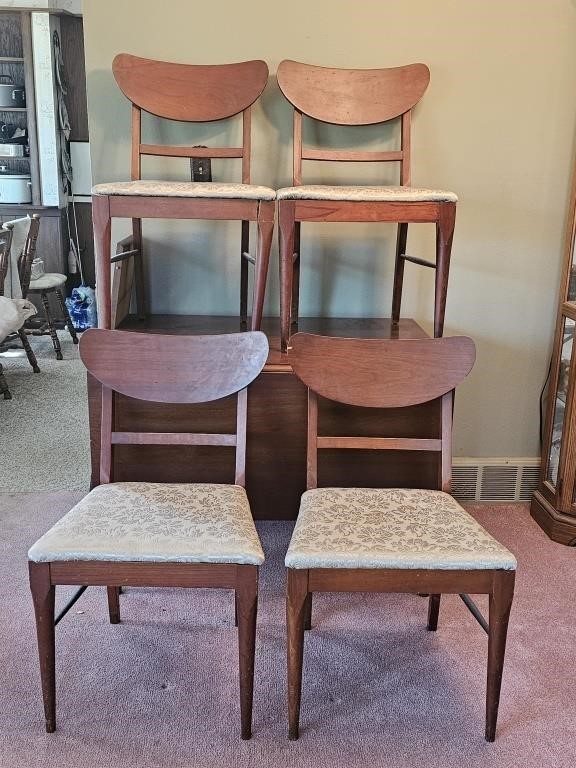Antique Walnut Drop Leaf Table & 5 Chairs