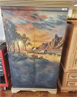 MEDIA CABINET W/ WESTERN SCENE