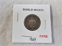 Rare 1869 Shield Nickel