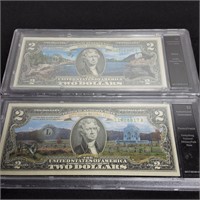 2 AUTHENTICATED UNCIRCULATED $2 BILLS