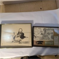 2 Vintage Art Prints featuring Fighter Planes