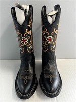Leather Black Cowboy Boots for Kids, Girls, Boys