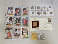 Gold Stamp, Silver Dollar, Foreign Coins, Cards