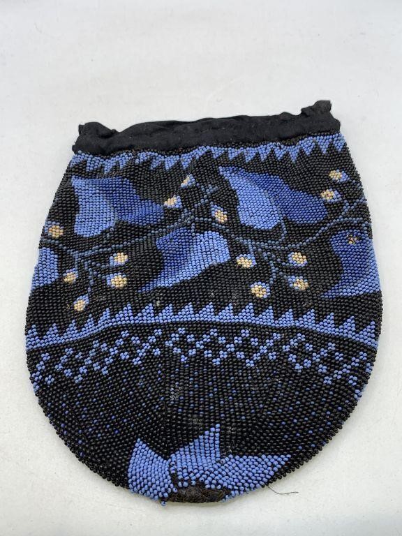 BEADED LEATHER POUCH-SEE PICTURES