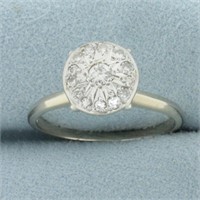 Pave Diamond Disc Design Ring in 14k White Gold