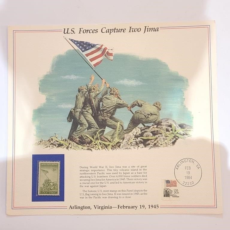 US Mint Stamp of Flag Raising in Iwo Jima