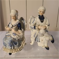 Vintage Porcelain Bookends Victorian Man & Women