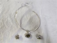 Wm. Wang Designs White GP Necklace/Earrings Set