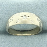 Mens Diamond Star Design Ring in 14k White Gold