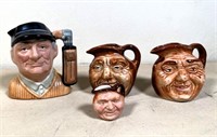 4pcs- Royal Doulton & related Toby mugs