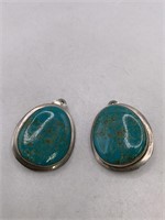 STERLING SILVER & TURQUOISE CLIP ON EARRINGS