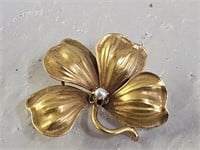 10K Gold 4 Leaf Clover Pin