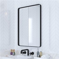Black Metal Bathroom Mirror  22x30 Rectangle