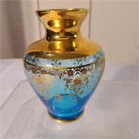 Vintage Vecchia Murano 24 Gold Lead Art Glass Vase
