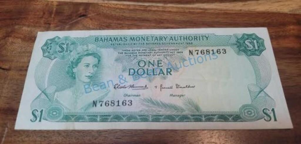 BAHAMAS $1 Dollar 1968 P27 Bahama Monetary