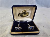 Vintage Stacy Blue Topaz Cuff Links