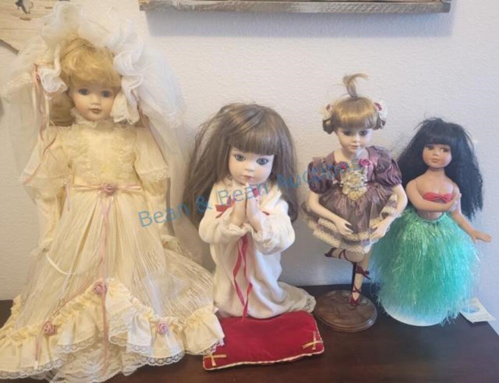 4 antique porcelain dolls