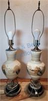 Pair of matching desk lamps. 35in