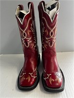 Red Leather Cowboy Boots for Kids, Brand New