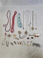 Assortment of Necklaces, Earrings and Brooches