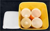 Mid-Century Yellow Norplac Plastic Container + Fou
