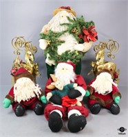 Santa Figurines & Reindeer Candle Holders / 6 pc