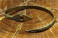 Vintage Brass Serpent Bracelet Cuff