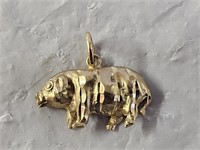 14K Gold Pig Pendant