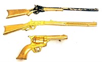 Set Of 3 Decorative Mini Guns One Pistol & Two Rif