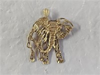 14K Gold Elephant Pendant